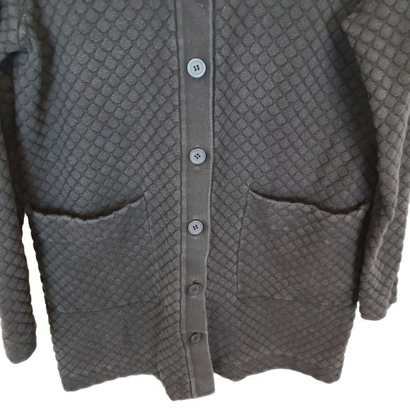 COS Womens S Black Textured Knit Longline Button Front Cardigan Sweater Pockets - Picture 3 of 9